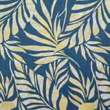 100% Lin imprimé feuille bleu