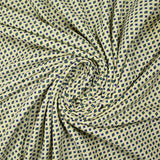 Maille de viscose fine imprimée losange bleu fond écru