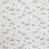 Piqué de coton imprimé nuage et étoile gris