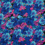 Coton imprimé bouquet flamboyant bleu fond noir