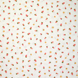 Coton imprimé cueillette de fraises fond blanc