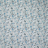 Coton imprimé ouragan floral bleu fond blanc
