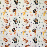 Coton imprimé sirène multicolore fond blanc