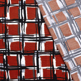 Crêpe viscose imprimé à carreaux fond marron