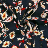 Crépon de viscose imprimé Paisley fond marine