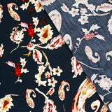 Crépon de viscose imprimé Paisley fond marine