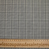 Tissu tailleur 100% laine prince-de-galles taupe et écru