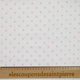 Piqué de coton imprimé pois rose fond blanc