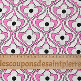Viscose imprimée floral noir fond rose