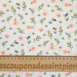 Coton imprimé envole céleste rose et bleu fond blanc