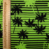 Viscose imprimée palmiers et rayures vert et noir