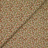 Coton imprimé s'épanouir vert, rouge et beige