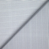 Coton imprimé rayé marine et bleu fond blanc