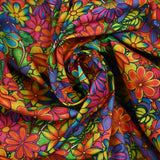 Coton imprimé rayon de soleil jaune et bleu