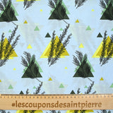 Viscose imprimée légère tiges graphiques fond bleu ciel