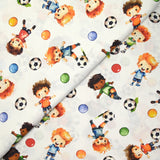 Coton imprimé foot entre amis fond blanc