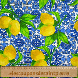 Limones impresos de Policotton y fondo blanco AzuleJos