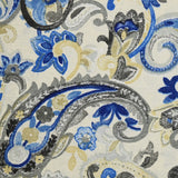 Polycoton imprimé cachemire bleu, beige et gris