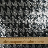 Tulle sequin pied de coq noir et argent