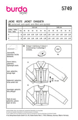 Patron Burda n°5749 : Veste