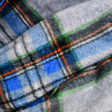 Polaire doudou imprimée tartan bleu et gris