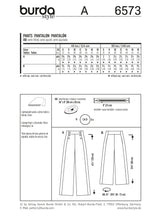 Patron N°6573 Burda : Pantalon