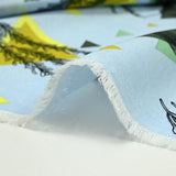 Viscose imprimée légère tiges graphiques fond bleu ciel