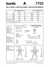 Patron n°7753 : Vêtements de poupées