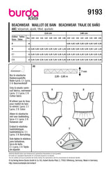 Patron Burda kids n°9193 : Maillot de bain fille
