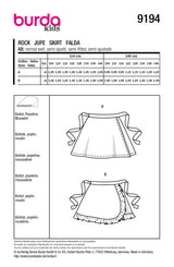 Patron Burda kids n°9194 : Jupe