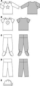 Patrón N ° 9423: Juego para niños, camiseta, pantalones y sombrero