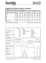 Patrón N ° 9423: Juego para niños, camiseta, pantalones y sombrero