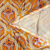 Velours de polyester Lurex imprimé tapisserie orange fond jaune beurre