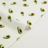 Double gaze imprimée avocat vert fond blanc