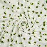 Double gaze imprimée avocat vert fond blanc
