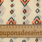 Voile polycoton imprimé losange en fête fond blanc cassé