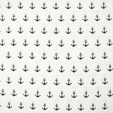 Coton imprimé ancre marine noire fond blanc