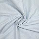 Popeline polycoton à carreaux marron fond bleu ciel