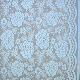 Guipure fine motif champêtre fond bleu maya