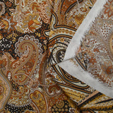 Voile de viscose imprimé cachemire automnale jaune fond marron