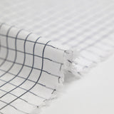 Popeline polycoton jacquard à carreaux gris anthracite fond blanc