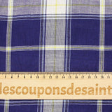 Coton tissé-teint carreaux lurex doré fond bleu marine