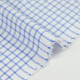 Popeline polycoton jacquard Paul à carreaux bleu