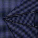 Coton tissé teint à carreaux noir et bleu marine