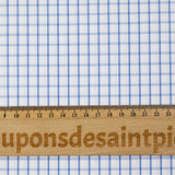 Popeline polycoton tissée-teinte à carreaux Arthur bleu fond blanc