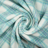 Laine mélangée brossée carreaux écru, bleu, rose et anis