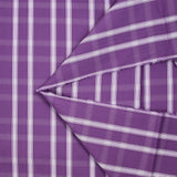 Polycoton tissé-teint ligne blanche contrastante écru fond violet améthyste