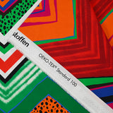 Popeline de coton imprimée chevrons rétro vert et orange