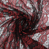 Dentelle polyester fine bicolore rouge et noire