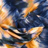 Viscose imprimée tie and dye marine et moutarde